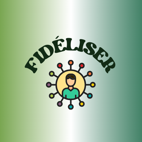 Un bonhomme connecté à pleins de petits espaces ronds avec le titre FIDÉLISER